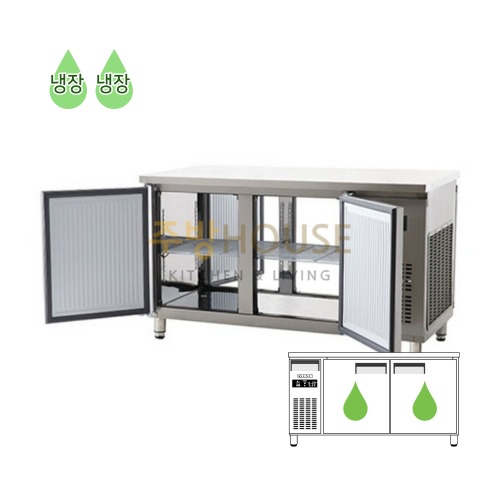 에버젠 직냉식 테이블 냉장고 1500 양문형 UDS-15RTDE-2D ( 앞,뒤 4도어)