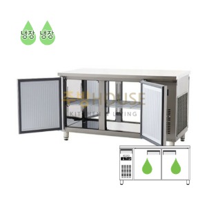 에버젠 직냉식 테이블 냉장고 1500 양문형 UDS-15RTDE-2D ( 앞,뒤 4도어)